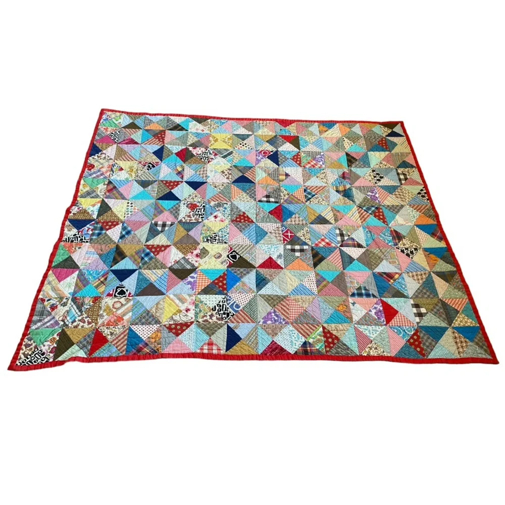 VTG HANDMADE PATCHWORK QUILT - Picture 4 of 14